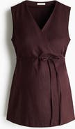 H&M Mama Linen-blend Wrap Top
