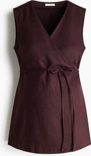 H&M Mama Linen-blend Wrap Top