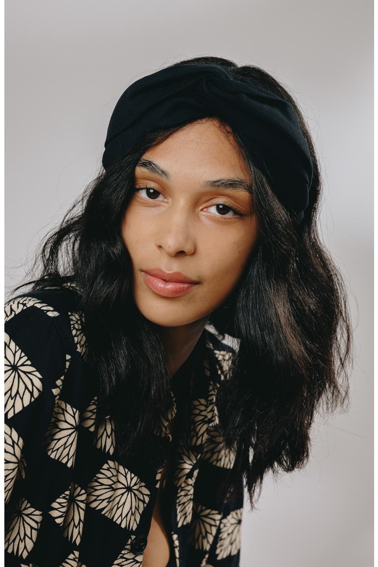 Ellery Twist Canvas Headband, Alternate, color, BLACK