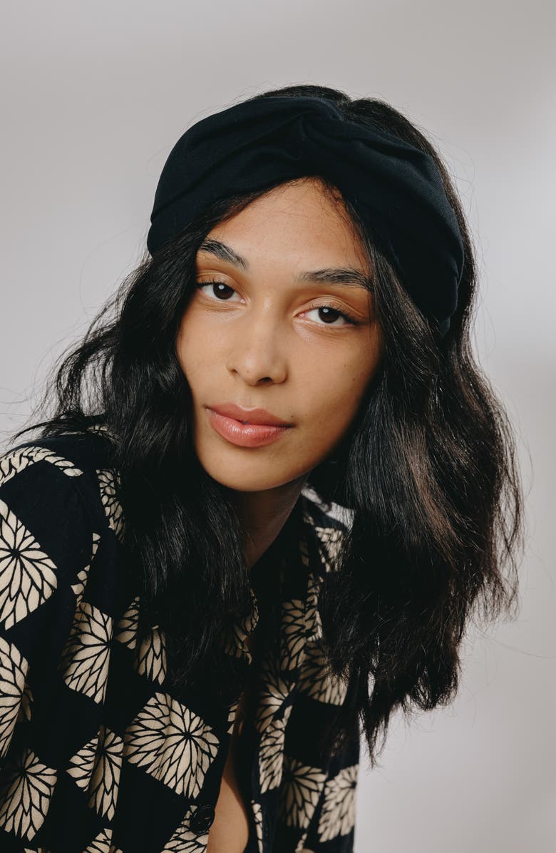 Gigi Burris Millinery Ellery Twist Canvas Headband, Alternate, color, Black