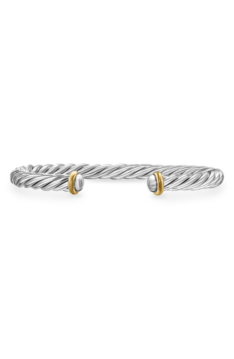 David Yurman Cable Cuff Bracelet in Sterling Silver with 14K Yellow Gold, 6mm, Main, color, Sterling Silver/ Gold