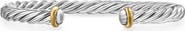 David Yurman Cable Cuff Bracelet in Sterling Silver with 14K Yellow Gold, 6mm