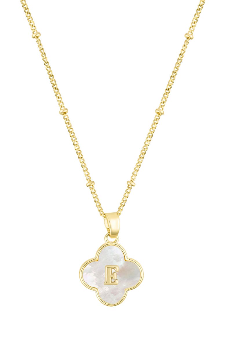 Mother-of-Pearl Clover Initial Pendant Necklace, Main, color, WHITE-E