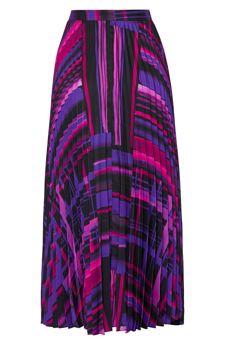 Milly Otha Pleated Midi Skirt, Alternate, color, Purple Multi