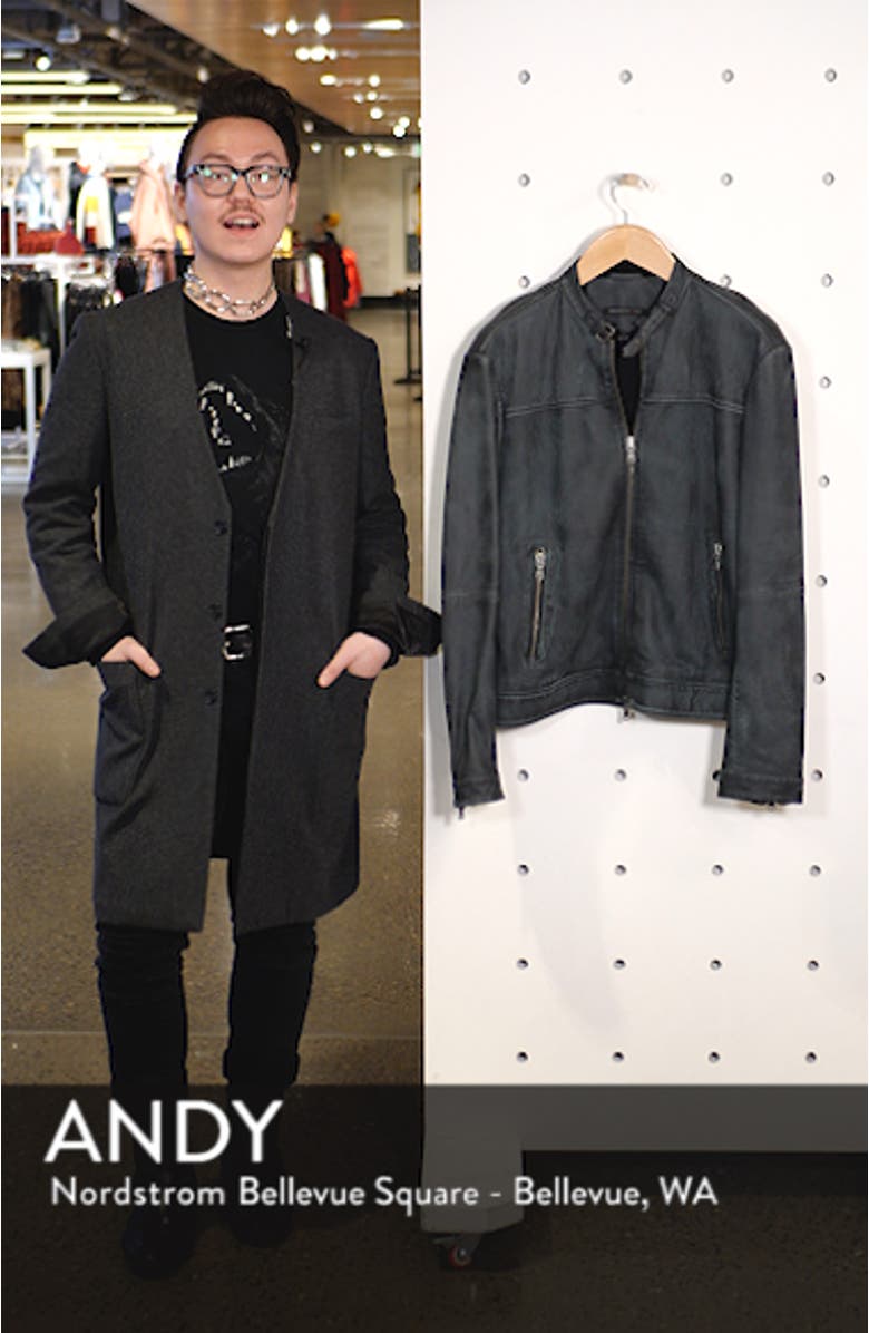 Slim Fit Leather Racer Jacket, sales video thumbnail