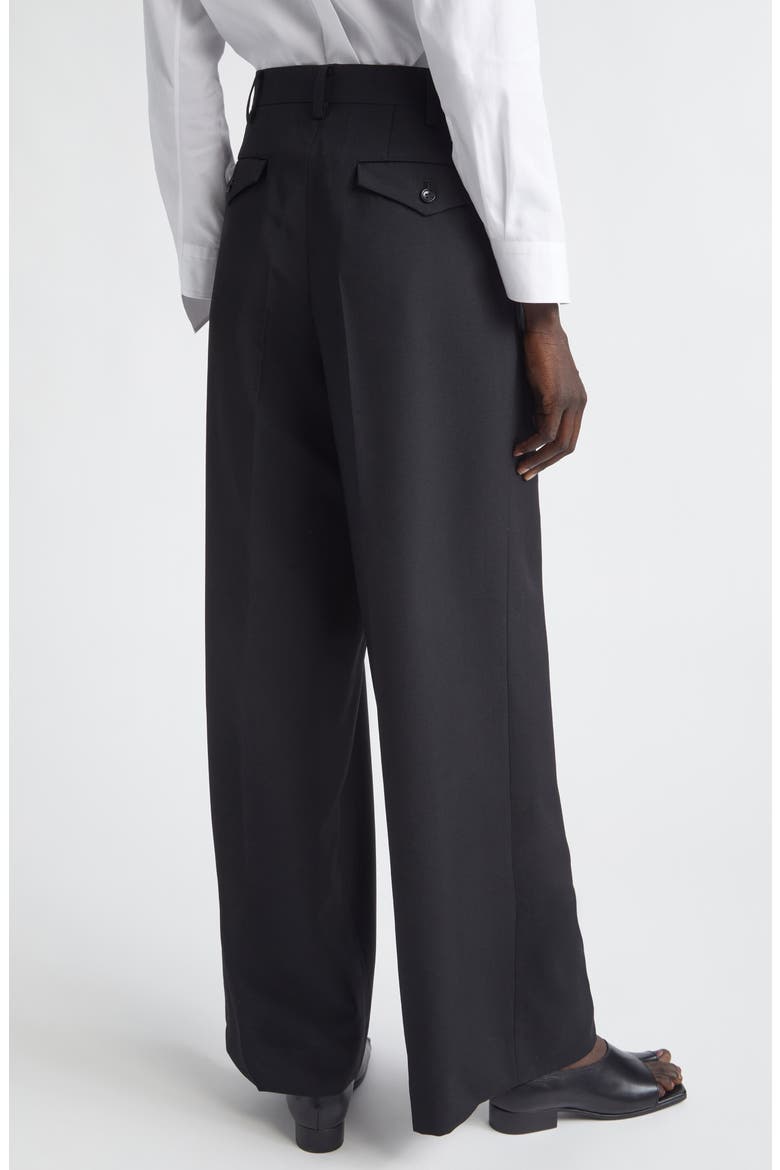 High Waist Pleated Wool & Mohair Wide Leg Pants, Alternate, color, BLACK