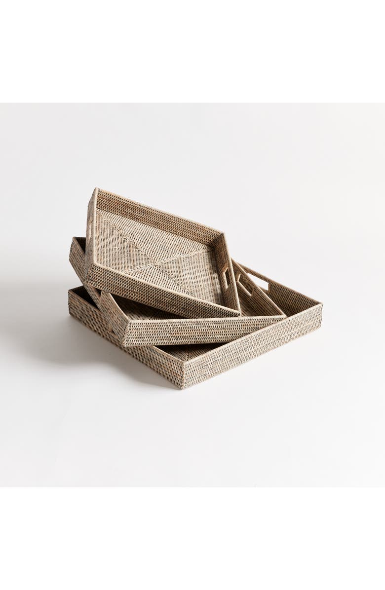 Napa Home & Garden Burma Rattan Ottoman Decorative Trays Set of 3, Alternate, color, 