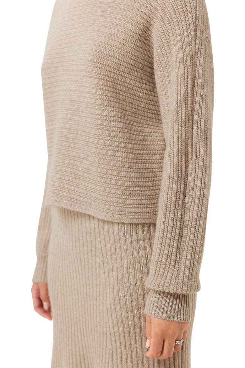 Cashmere Cropped T-Neck Sweater, Alternate, color, warm grey