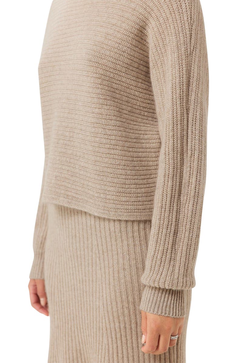 GOBI Mongolian Cashmere Cashmere Cropped T-Neck Sweater, Alternate, color, Warm Grey
