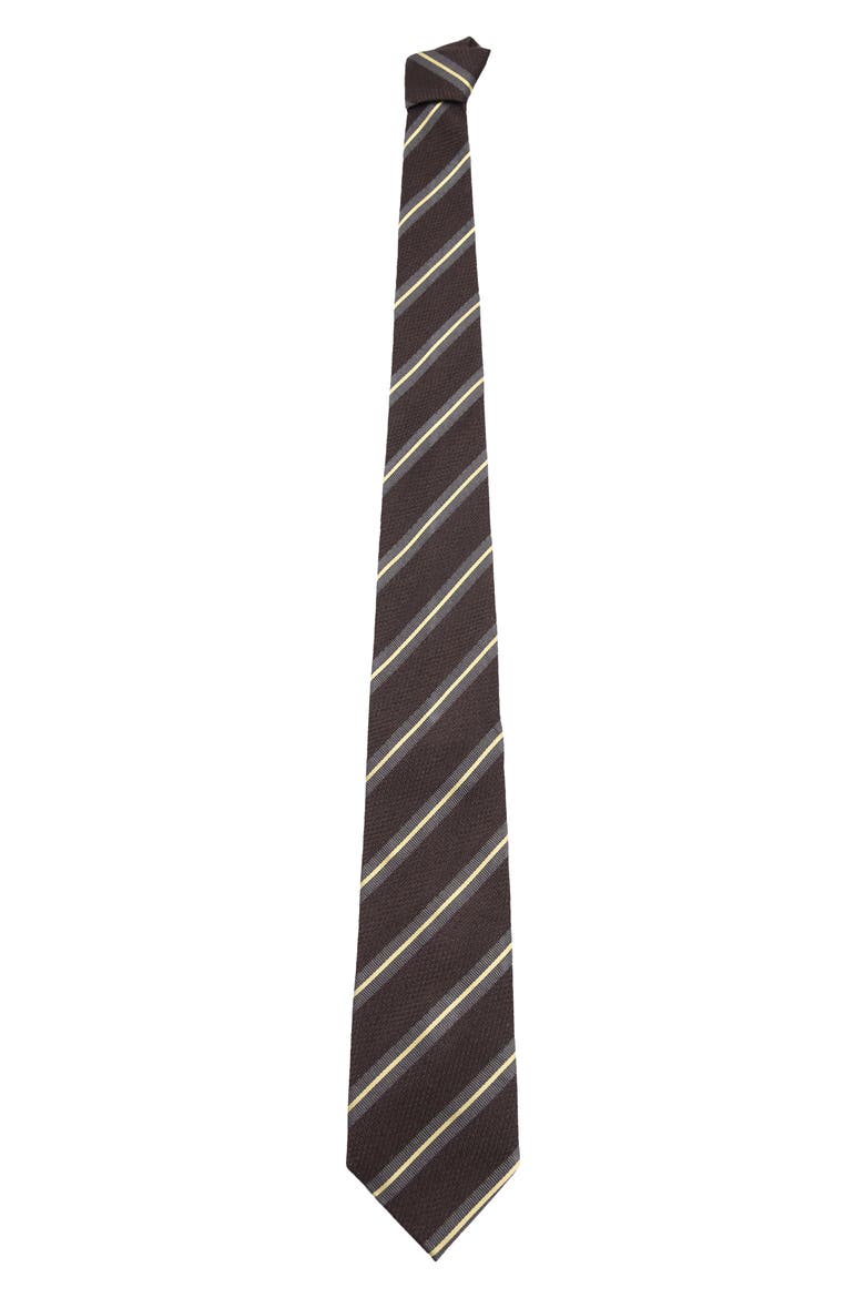 Combined Stripe Tie, Alternate, color, BROWN