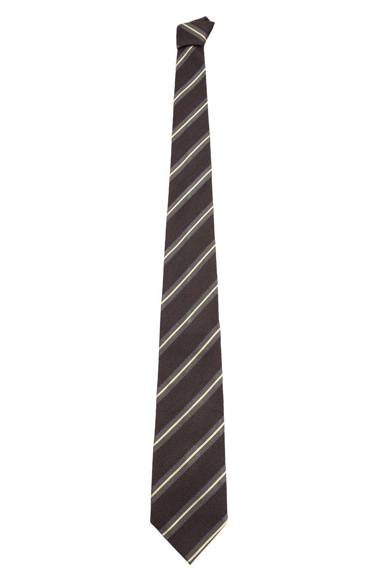 MANGO Combined Stripe Tie, Alternate, color, Brown