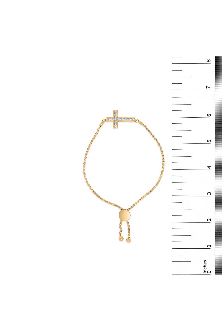 Gold Vermeil Diamond Accent Cross Lariat Bolo Bracelet, Alternate, color, Silver