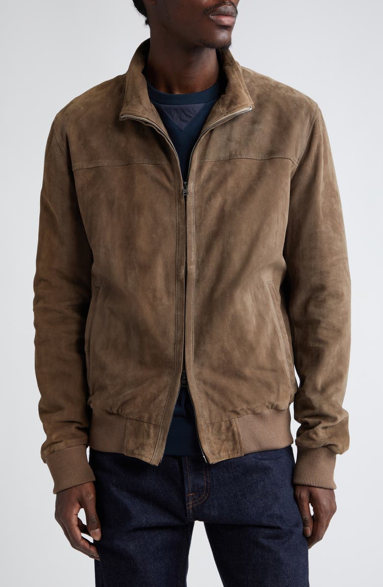 Herno Suede Bomber Jacket, Main, color, 