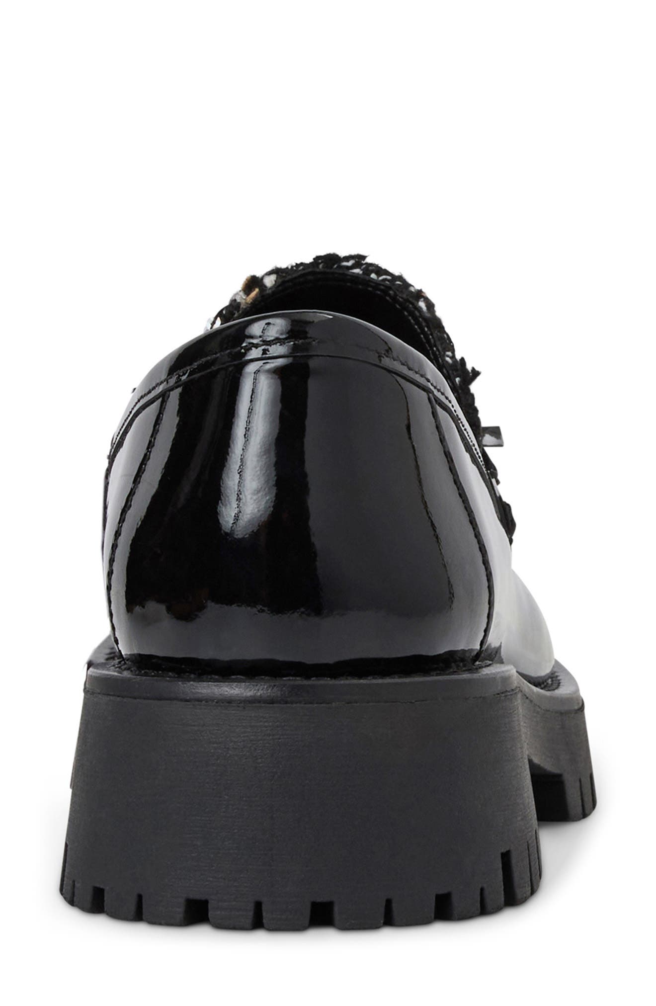 Bruno Magli Lana Fringe Loafer, Alternate, color, Black/ White