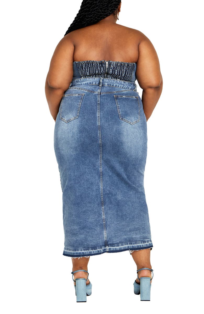 City Chic Hallie Raw Hem Denim Pencil Skirt, Alternate, color,