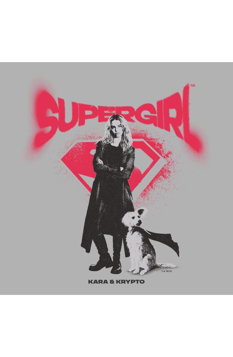 Supergirl Boy's Supergirl Kara And Krypto Graffiti Graphic T-Shirt, Alternate, color, Sport Grey