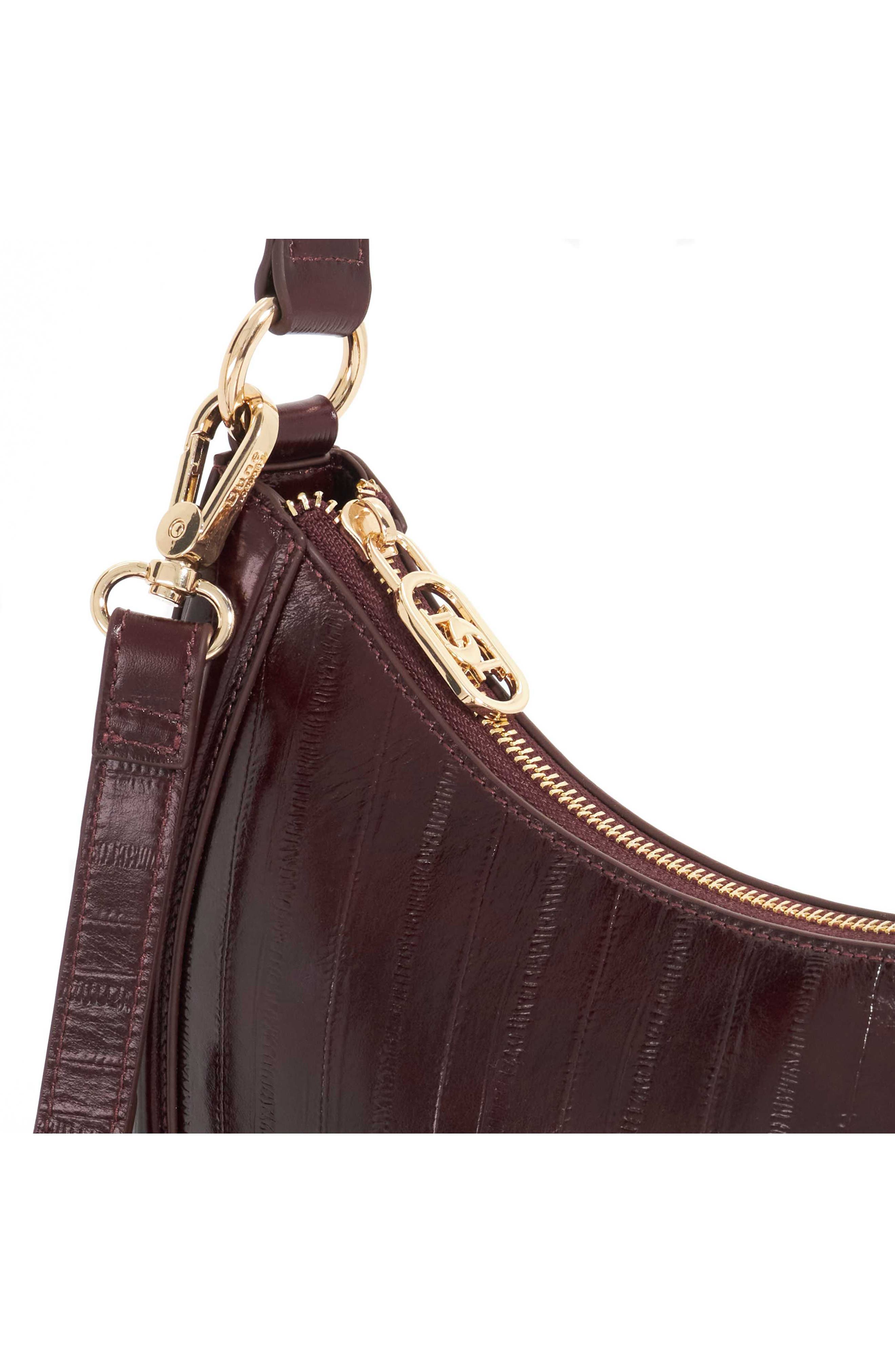 Dune London Direction Leather Shoulder Bag, Alternate, color, Burgundy