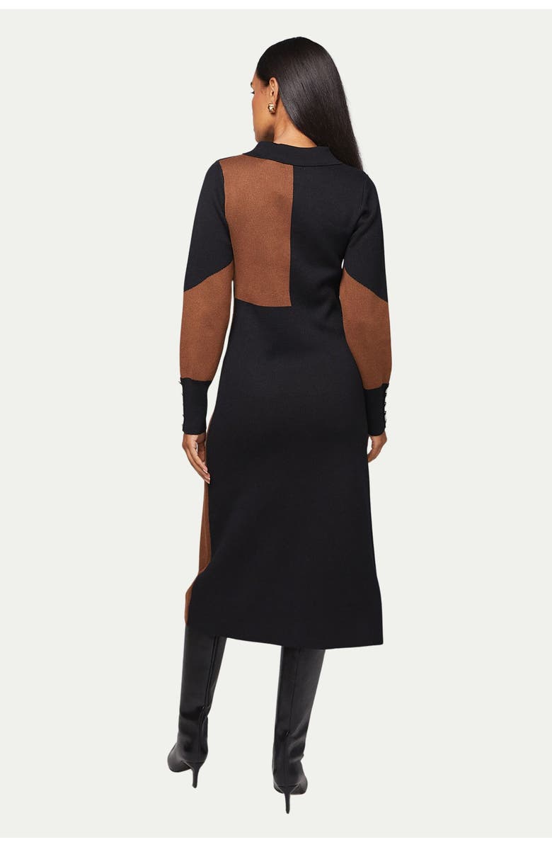 Wallis Colour Block Collared Knitted Dress, Alternate, color, Black