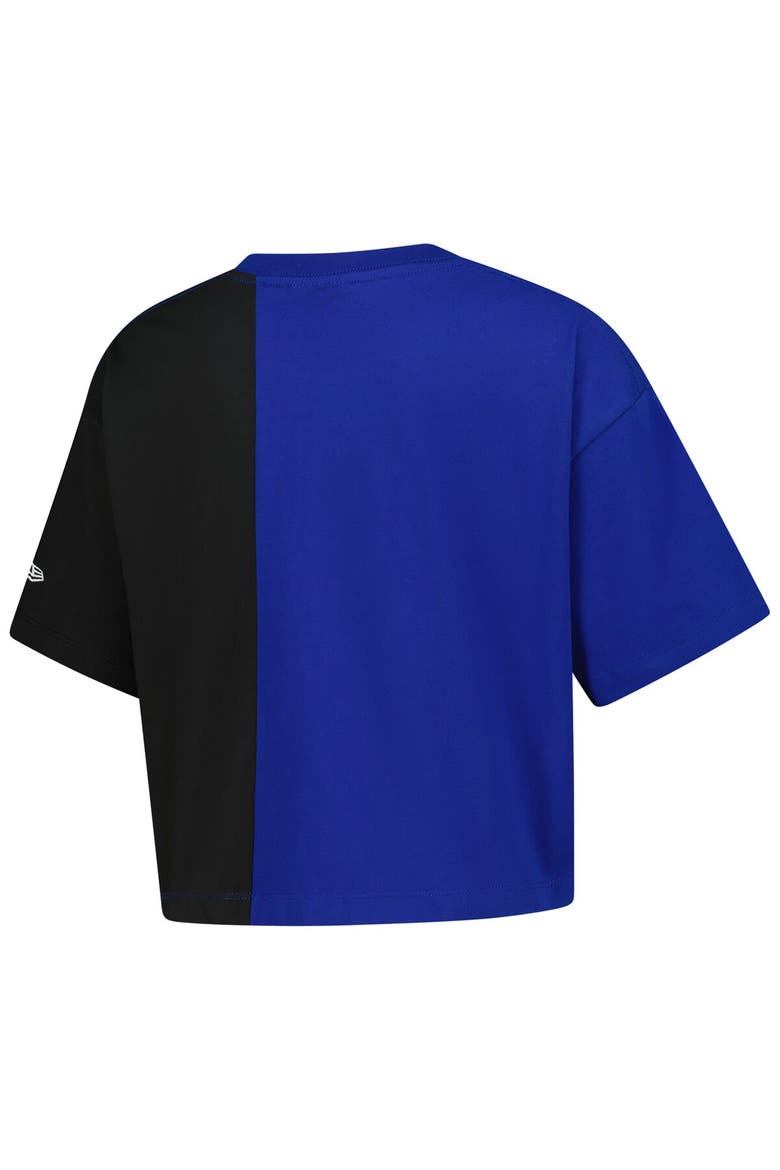 Women's New Era Blue New York Mets Upcycled Colorblocked Boxy Cropped T-Shirt, Alternate, color, Blue