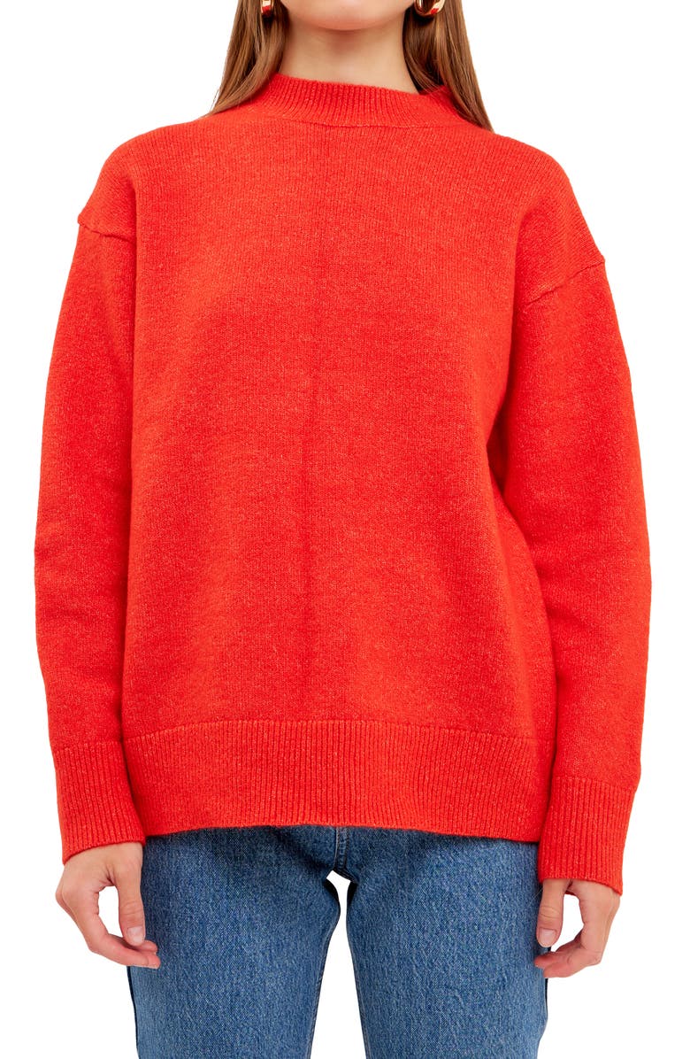 Endless Rose Relaxed Fit Mock Neck Sweater, Alternate, color, 