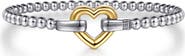 Gabriel & Co. Bujukan Sterling Silver & 14k Gold Heart Bead Bracelet