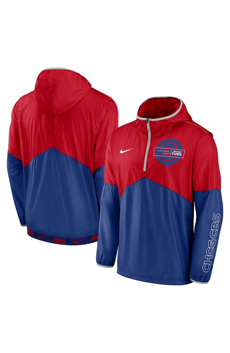 Nike Men's Nike Red/Royal Chicago Cubs Overview Half-Zip Hoodie Jacket, Main, color, 