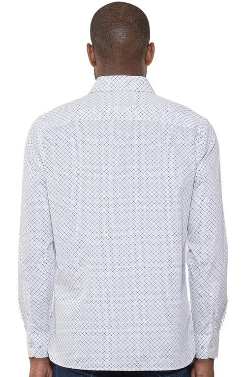Luchiano Visconti Diamond Geometric Dobby Shirt In White