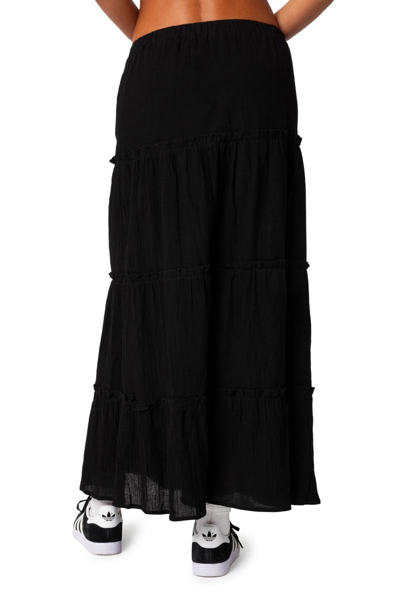 Tiered Cotton Maxi Skirt, Alternate, color, BLACK