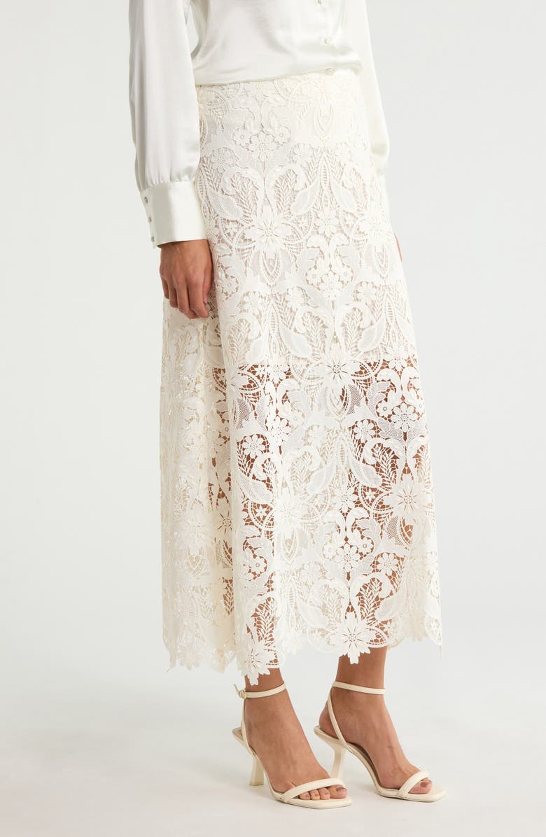 Nordstrom Floral Lace Maxi Skirt, Alternate, color, White Coconut