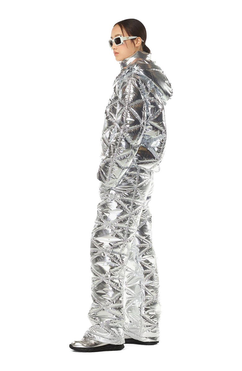 MCM Apres-Ski Quilted Puffer Jacket in Metallic Polyester, Alternate, color, Silver