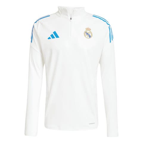 Men's adidas White Real Madrid 2025/26 AEROREADY® Raglan Quarter-Zip Training Top