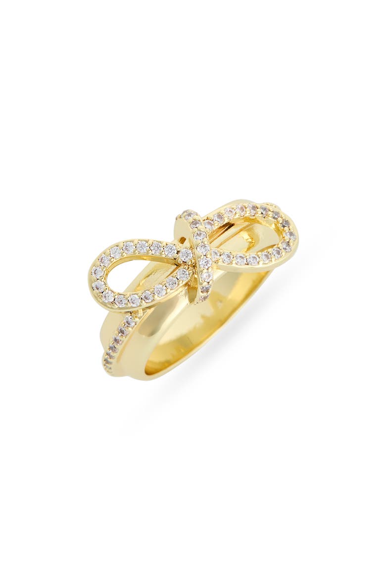 Pavé Bow Ring, Main, color, CLEAR / GOLD