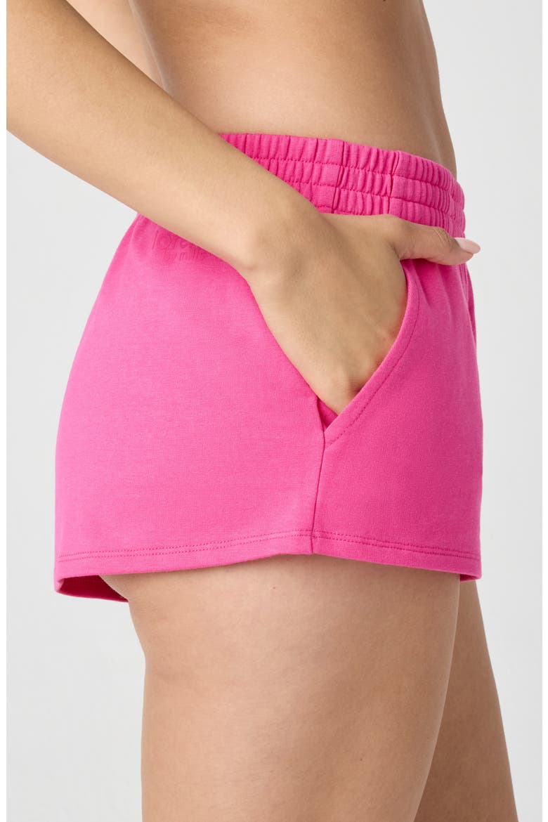 Sporty French Terry Sweat Shorts, Alternate, color, FUCHSIA