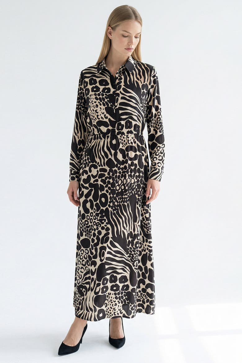 Marina Maxi Dress, Alternate, color, BLACK-ECRU
