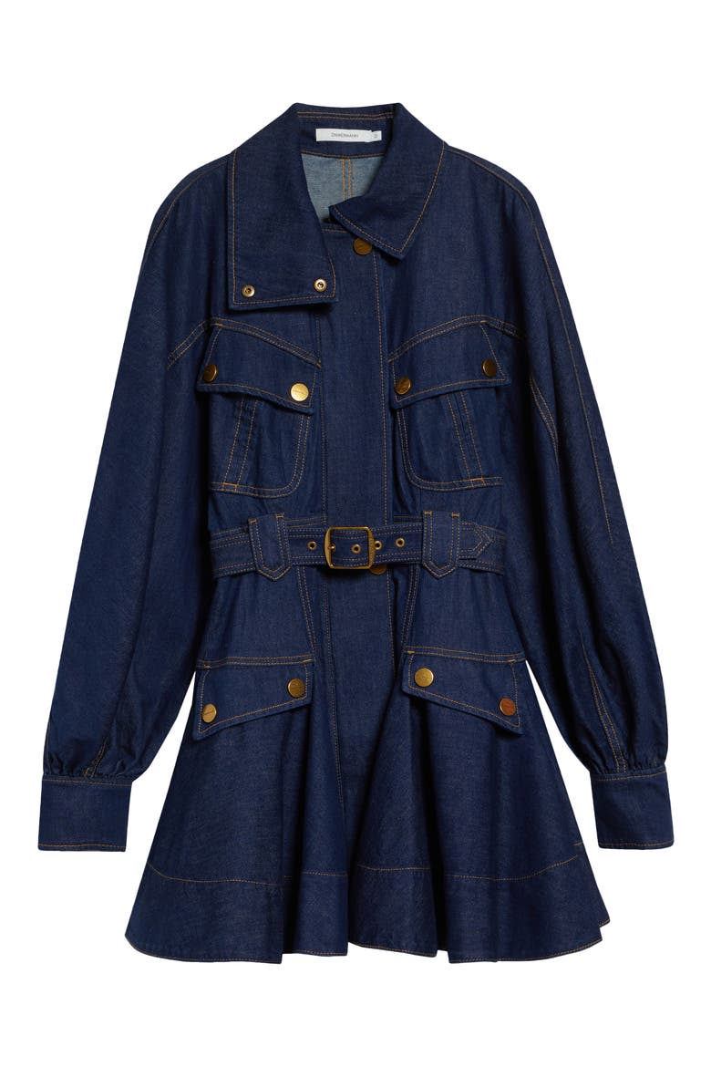 Kindred Spirit Luna Long Sleeve Denim Utility Minidress, Alternate, color, HARBOUR BLUE
