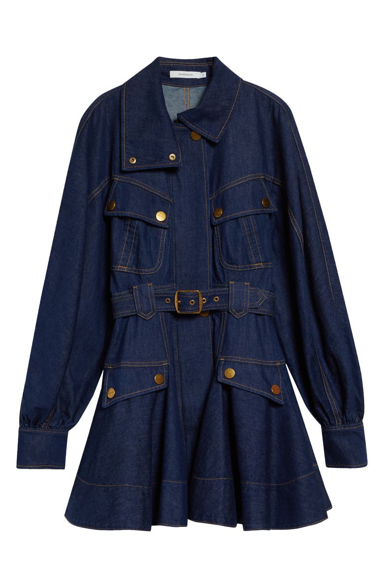 Zimmermann Kindred Spirit Luna Long Sleeve Denim Utility Minidress, Alternate, color, Harbour Blue