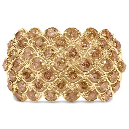 Haus of Brilliance 10K Yellow Gold 2.0 Cttw Brown Diamond Teardrop Design Cocktail Ring at Nordstrom, Size 7