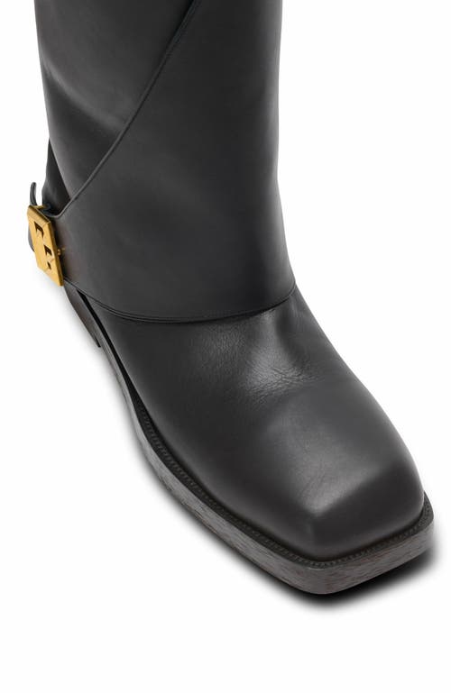 Balmain Twist Flat Leather Boots In Black