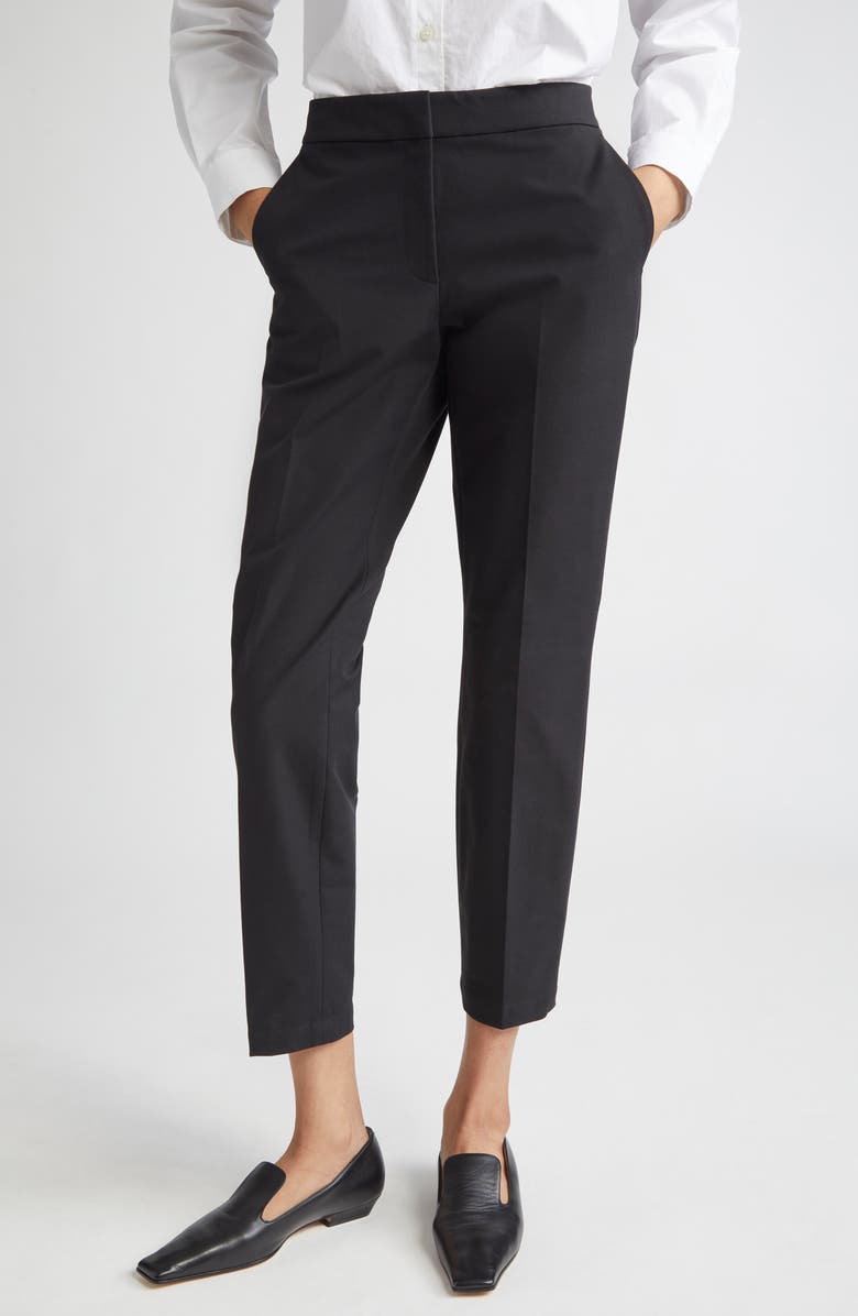 Lafayette 148 New York Manhattan Techno Stretch Twill Ankle Skinny Pants, Main, color, Black