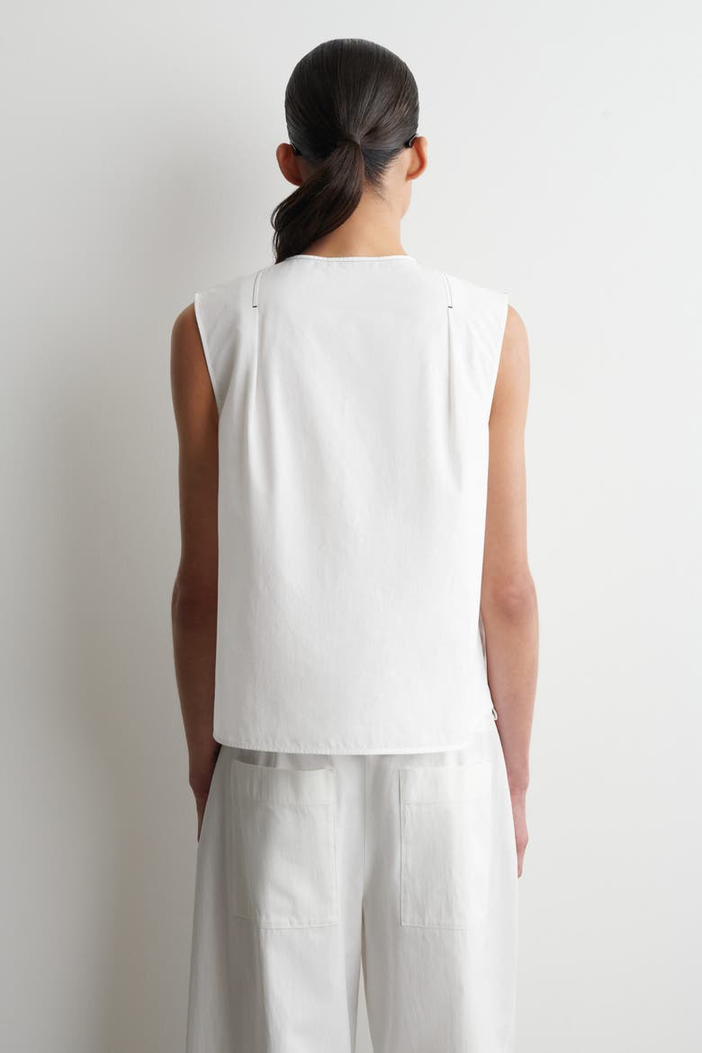 Pleated Sleeveless Top, Alternate, color, WHITE
