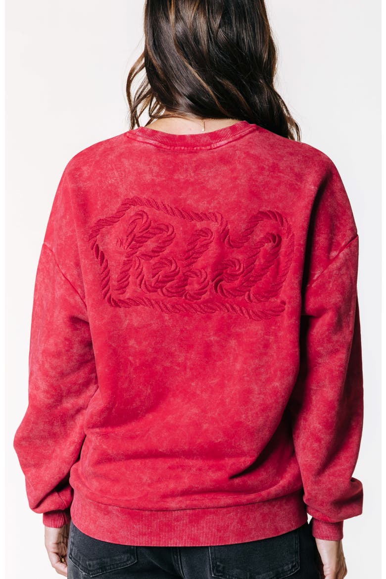 Rebel Braid Acid Wash Dropped Shoulder Sweat, Alternate, color, Red