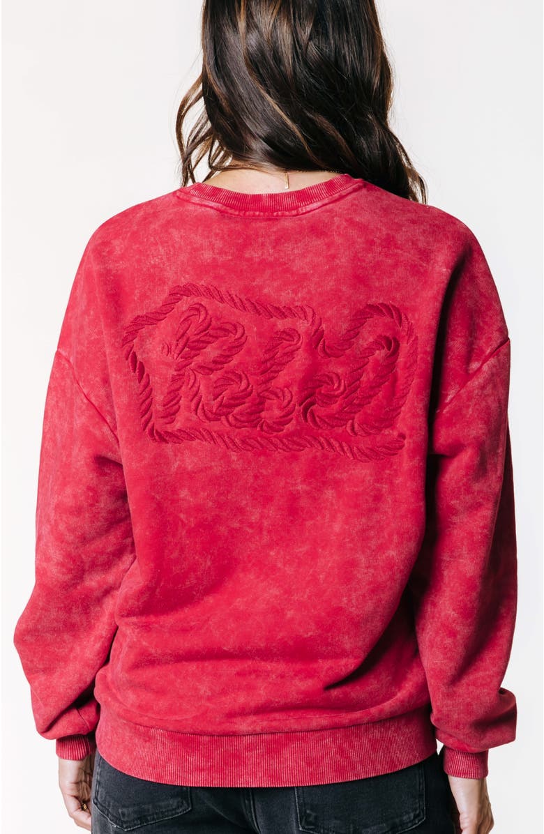 Colourful Rebel Rebel Braid Acid Wash Dropped Shoulder Sweat, Alternate, color, Red