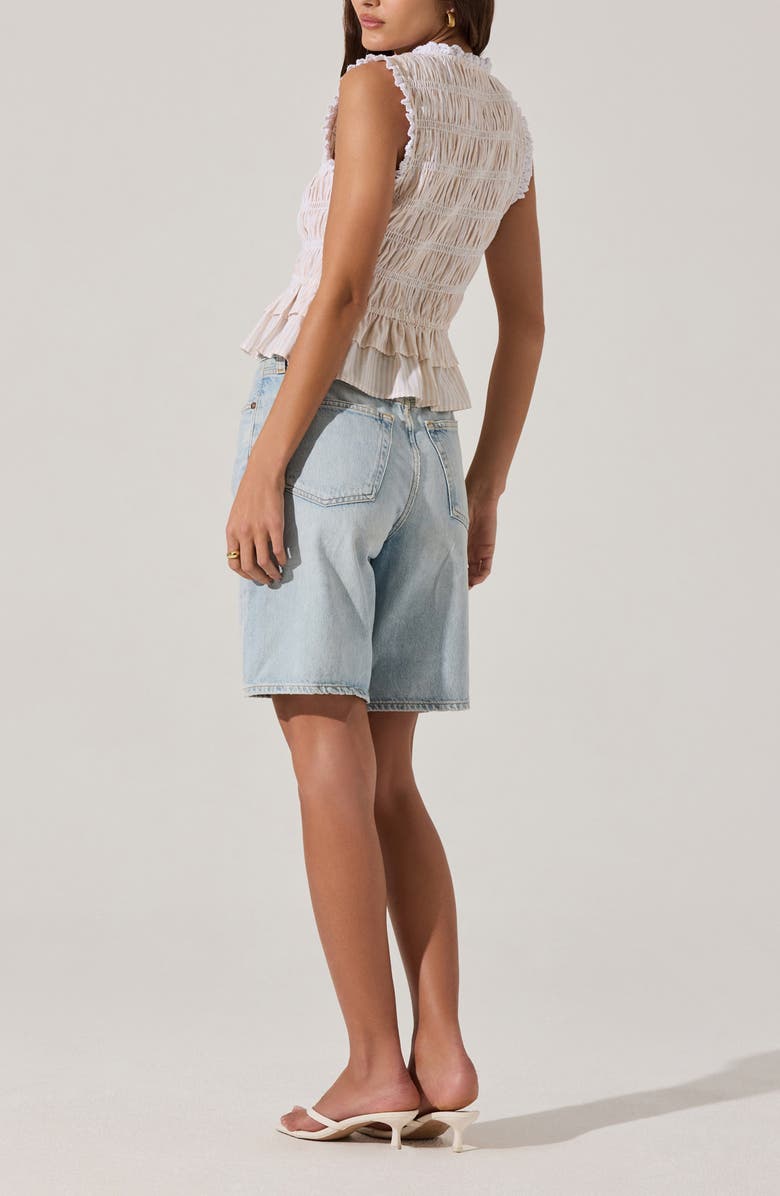 ASTR the Label Tie Front Tiered Hem Top, Alternate, color, White Beige Stripe