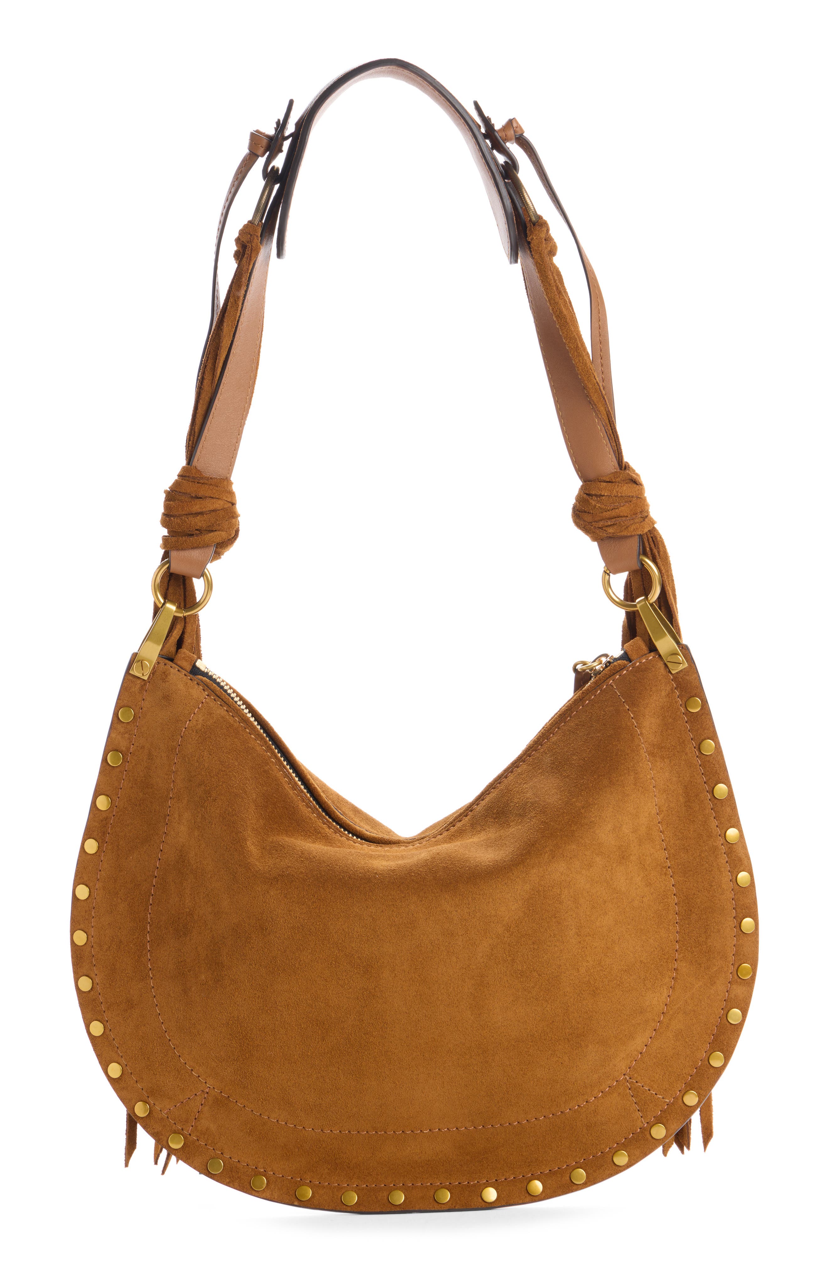 Isabel Marant Oskan Soft Suede Shoulder Bag, Alternate, color, Cognac