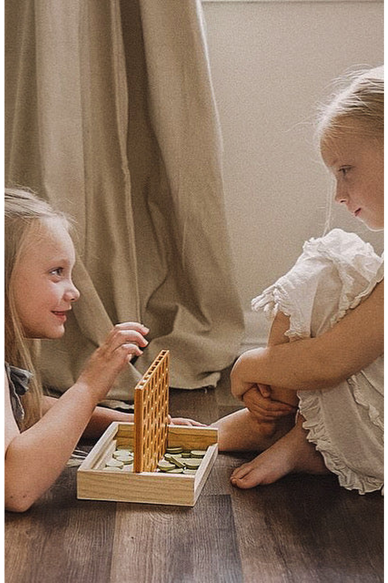 Wooden Four in a Row, Alternate, color, Beige