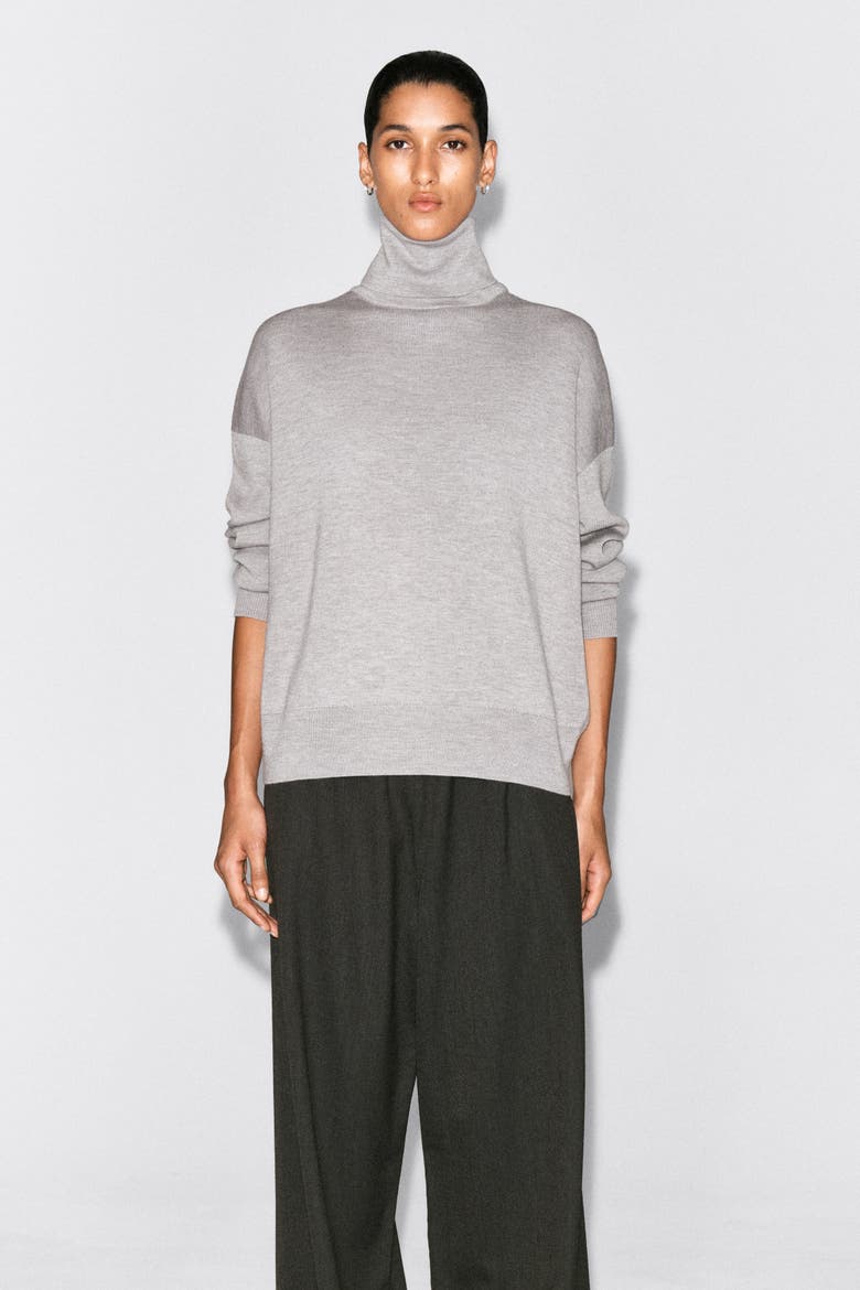 Merino Wool Roll-neck Sweater, Main, color, GRAY MÉLANGE