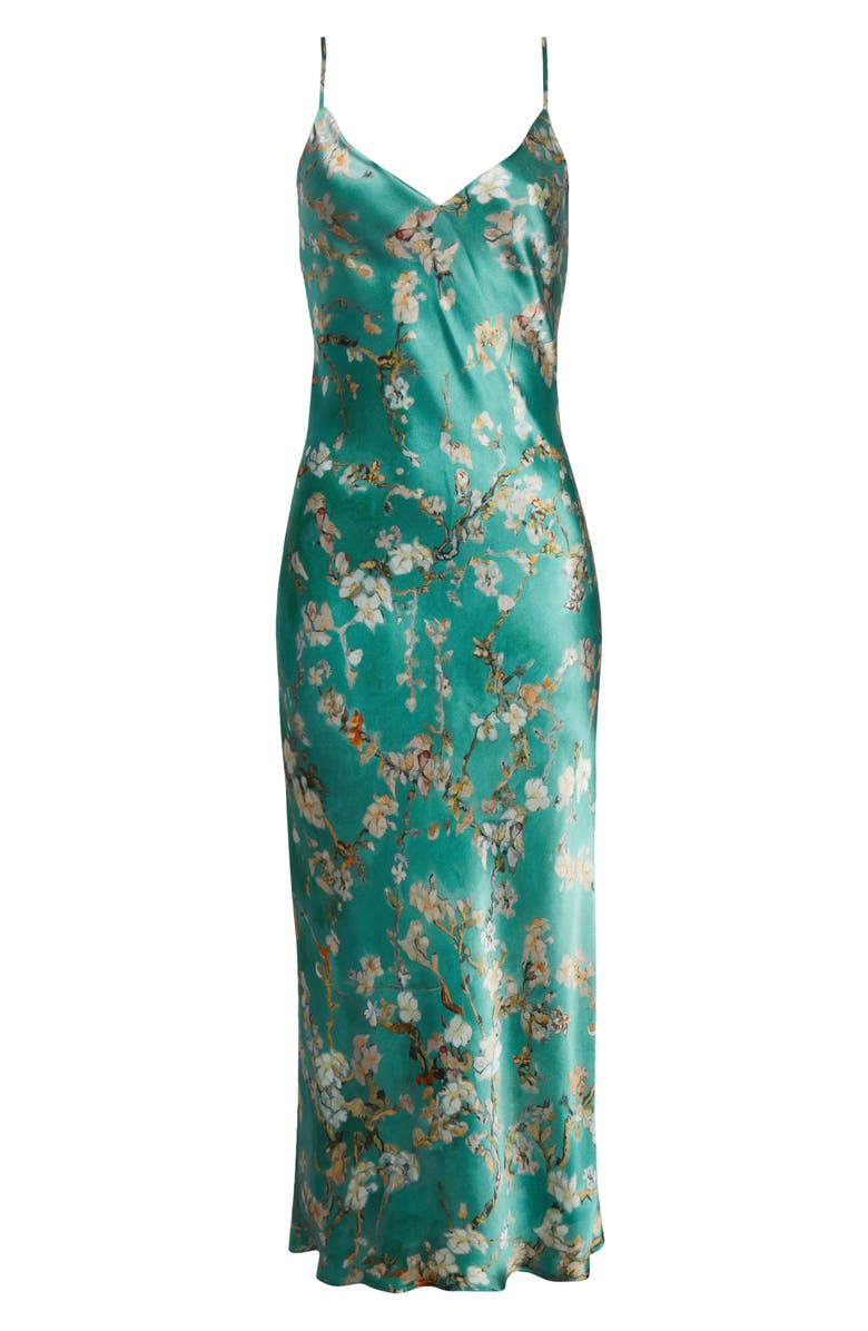 L'AGENCE Seridie Floral Print Silk Midi Slipdress, Alternate, color, 