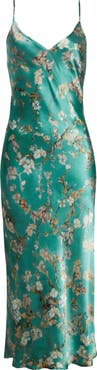 L'AGENCE Seridie Floral Print Silk Midi Slipdress
