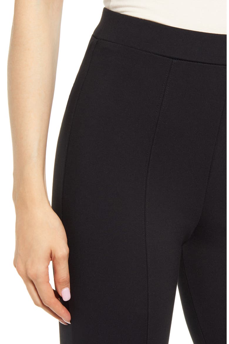 Essential High Waist Pintuck Ponte Leggings, Alternate, color, BLACK