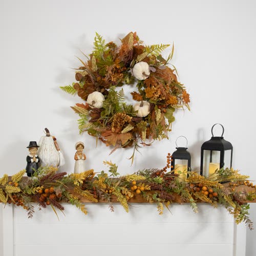 Northlight Pumpkins And Leaves Artificial Fall Harvest Wreath In Multi